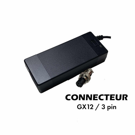 Chargeur 36V ➡️ 42V / 3A (connecteur GX12-3p)