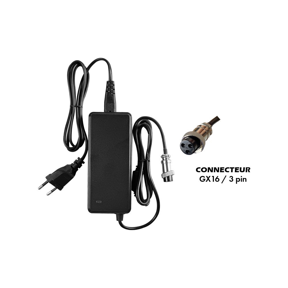 Chargeur 36V ➡️ 42V / 2A (connecteur GX16-3p)