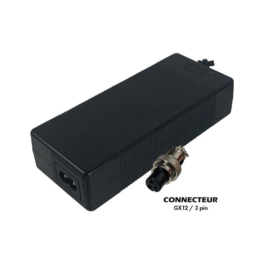 Chargeur 36V ➡️ 42V / 2A (connecteur GX12-3p 8mm)